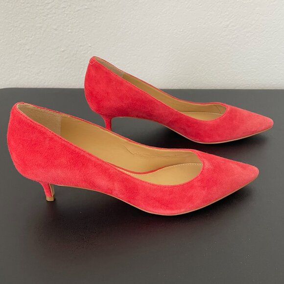 EUC Talbots Sylvie Red Suede Kitten Heel Pumps - Size 7 (Talbots Size 7.5) - Picture 3 of 6